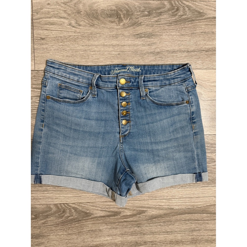 Universal Thread Womens Shorts Size 12/31 High Rise Midi Denim Blue Button Fly